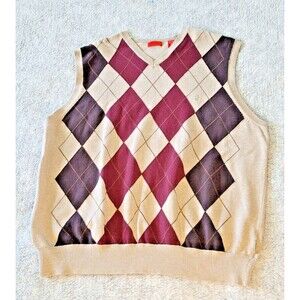 Izod Mens Argyle Sweater Vest Size Large Tennis Preppy Academia Golf V neck